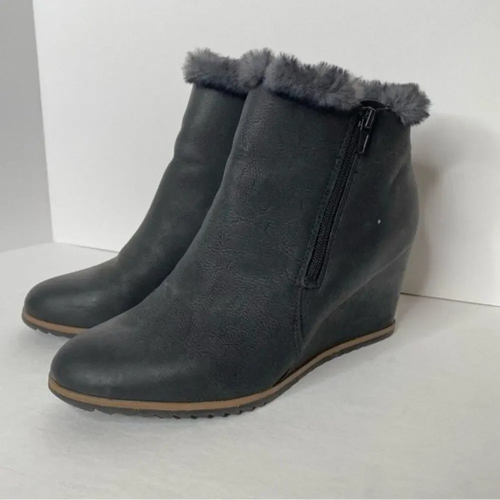 Naturalizer Soul Ankle Wedge Boot Hudson Fire‎ Lined Vegan Leather Heeled